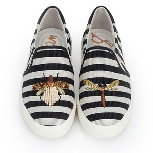 Sam Edelman NWOT B/W Striped Embellished Sneakers